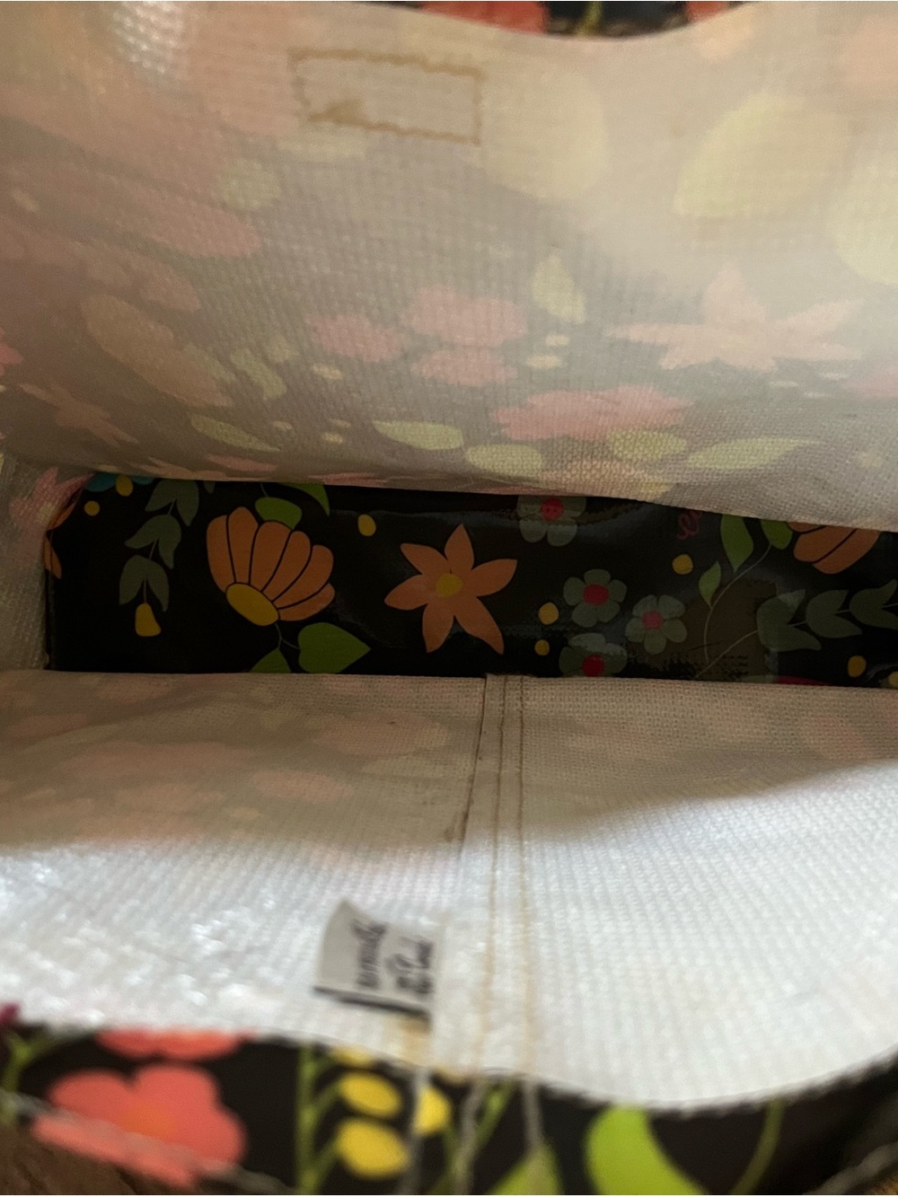 Consuela Black Floral Tote with Pink and Green Accents - Picture 5 of 5